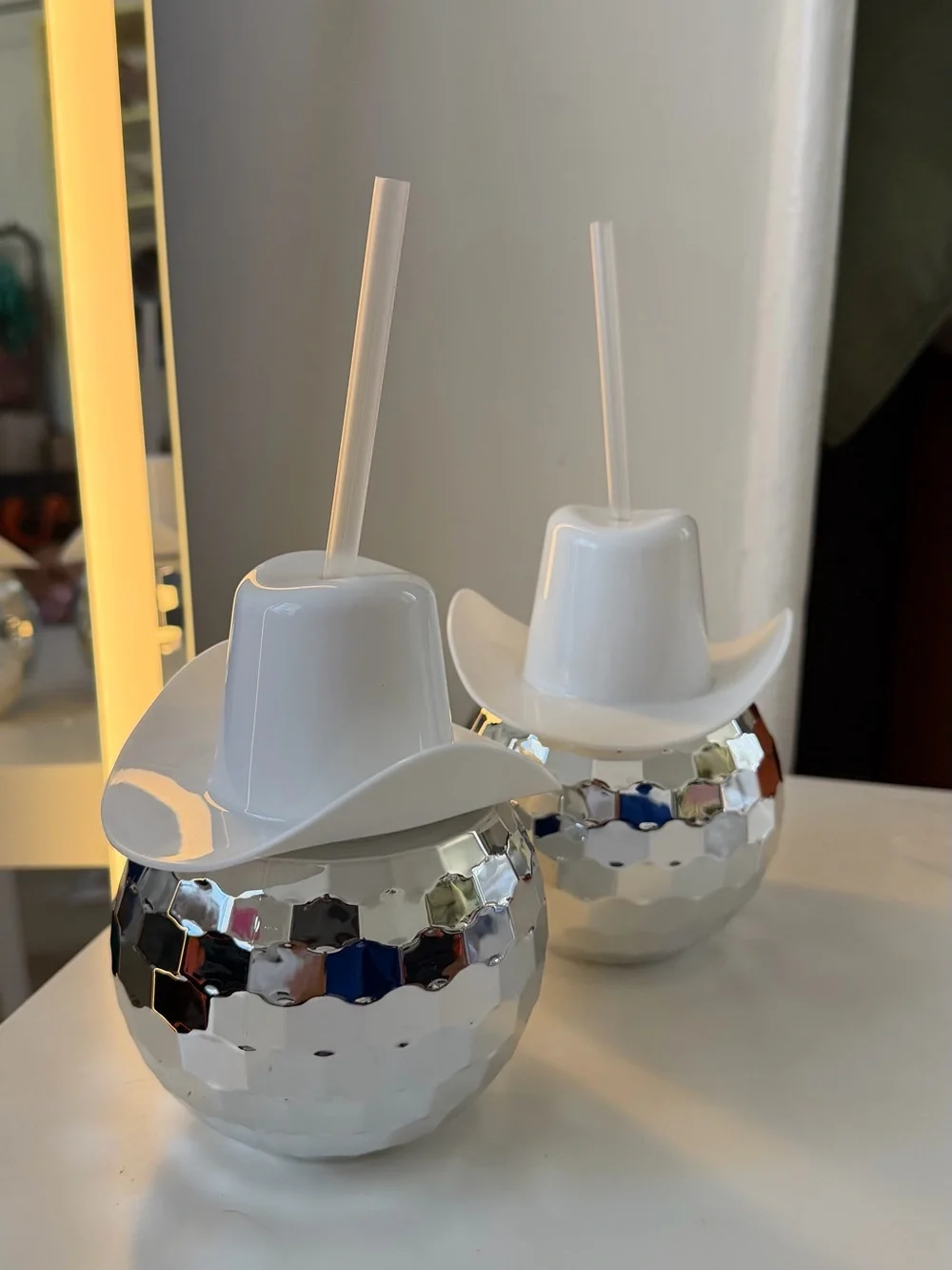 4 Disco Ball Cowboy Hat Drink Cup